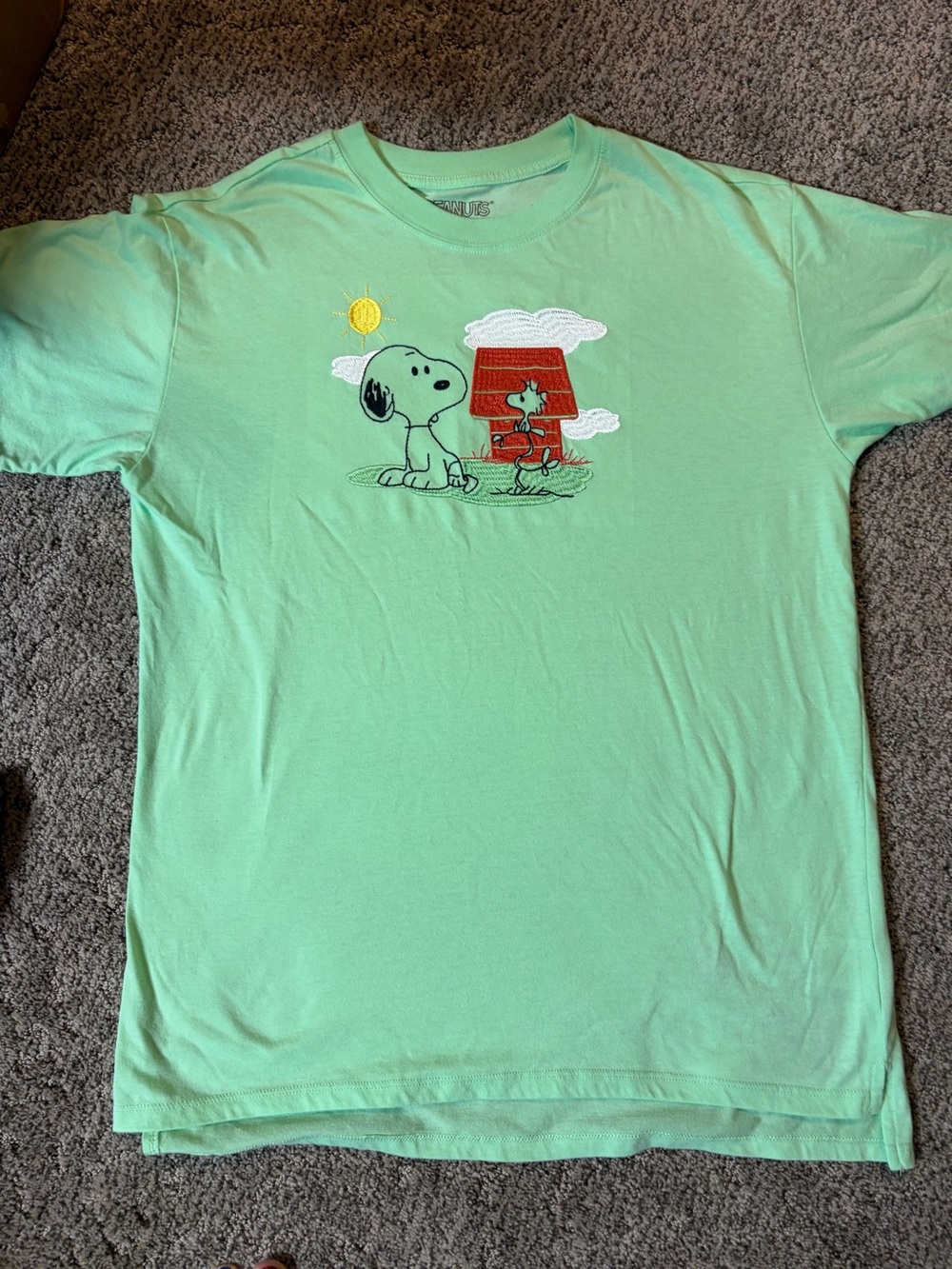 Peanuts Mint Green Snoopy & Woodstock Short Sleeve Tee